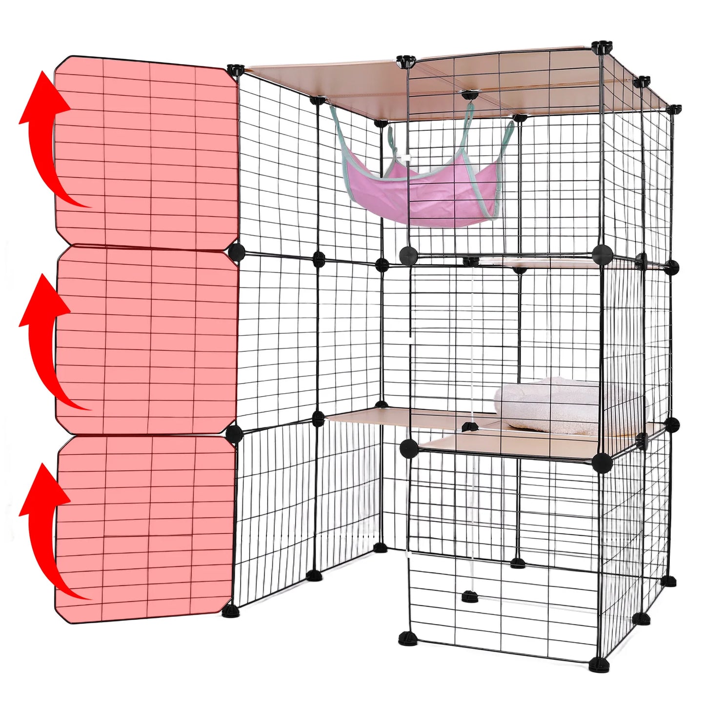 Detachable 3 Tier Cat Cage With Hammock Bed Indoor Use