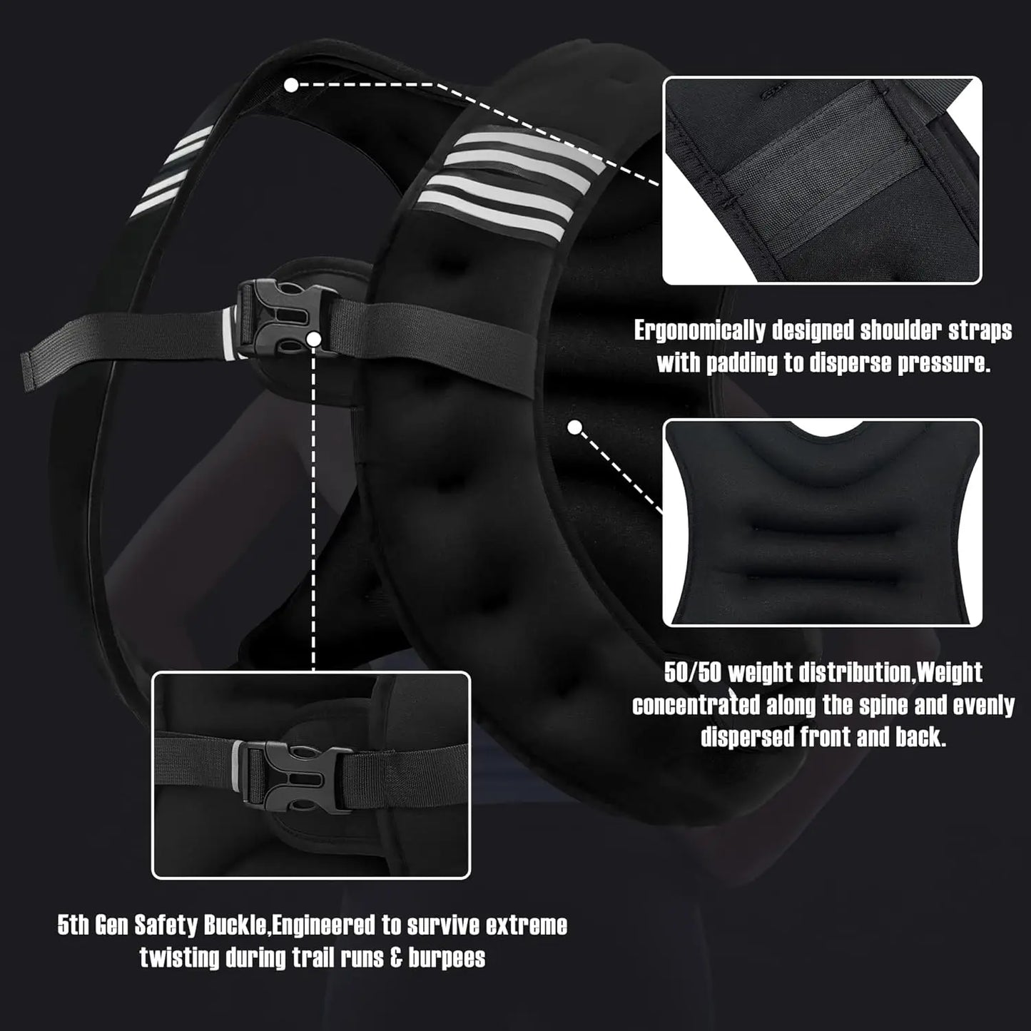 Reflective Stripe Weight Vest for Workout, Running and Fitness Training