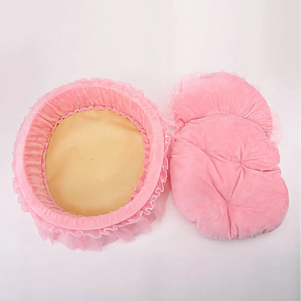 Cute Princess Pet Bed Bow Tie Lace Cat Sofa and Dog Cushion