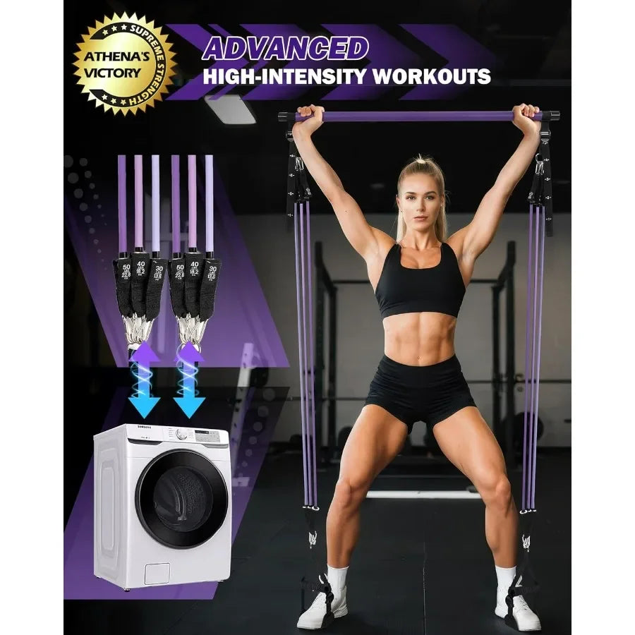 Upgraded Pilates Bar Kit With Natural Latex Resistance Bands
