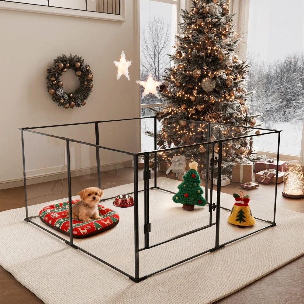 BORWART Acrylic Aluminum Dog Playpen Enclosure for Pets