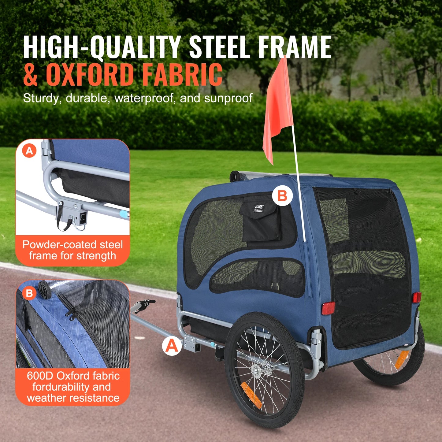 Dog Bike Trailer Carrier Collapsible With Reflectors