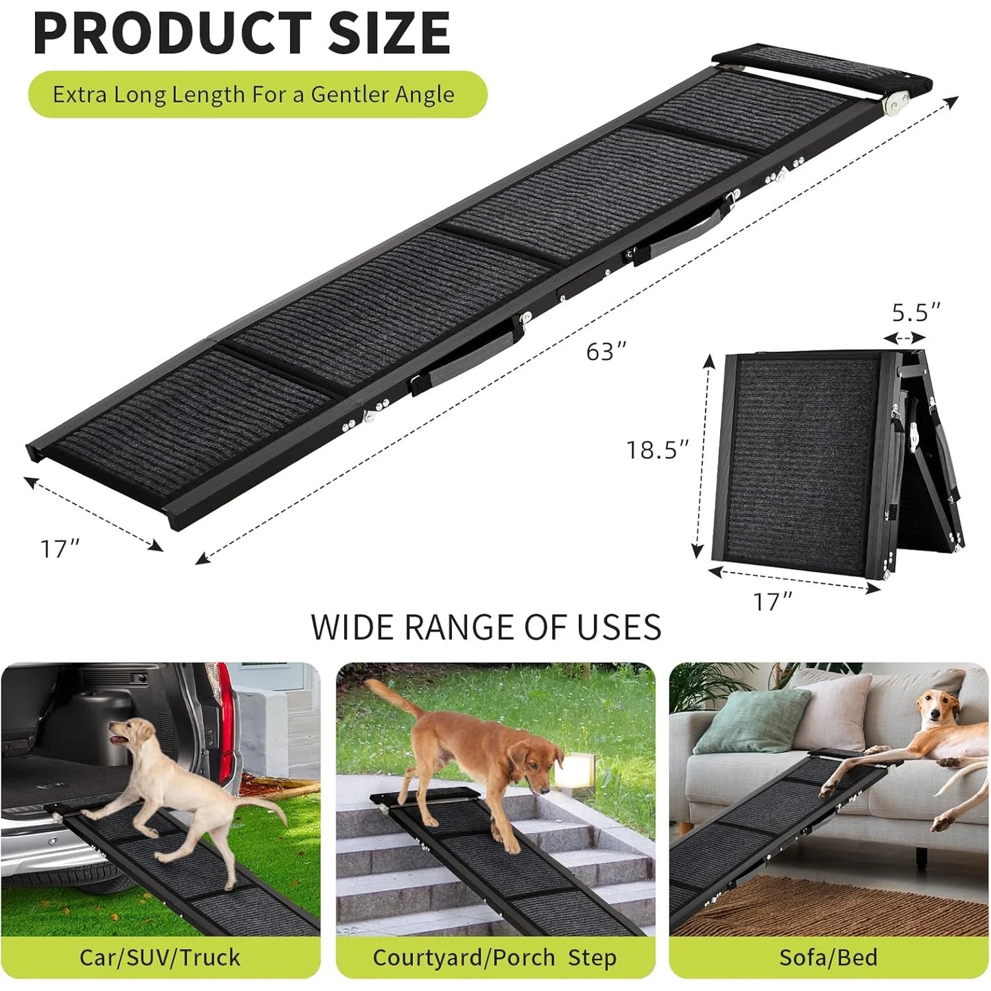 HiMISSD Upgraded Folding Dog Ramp For Cars Non Slip 250LBS