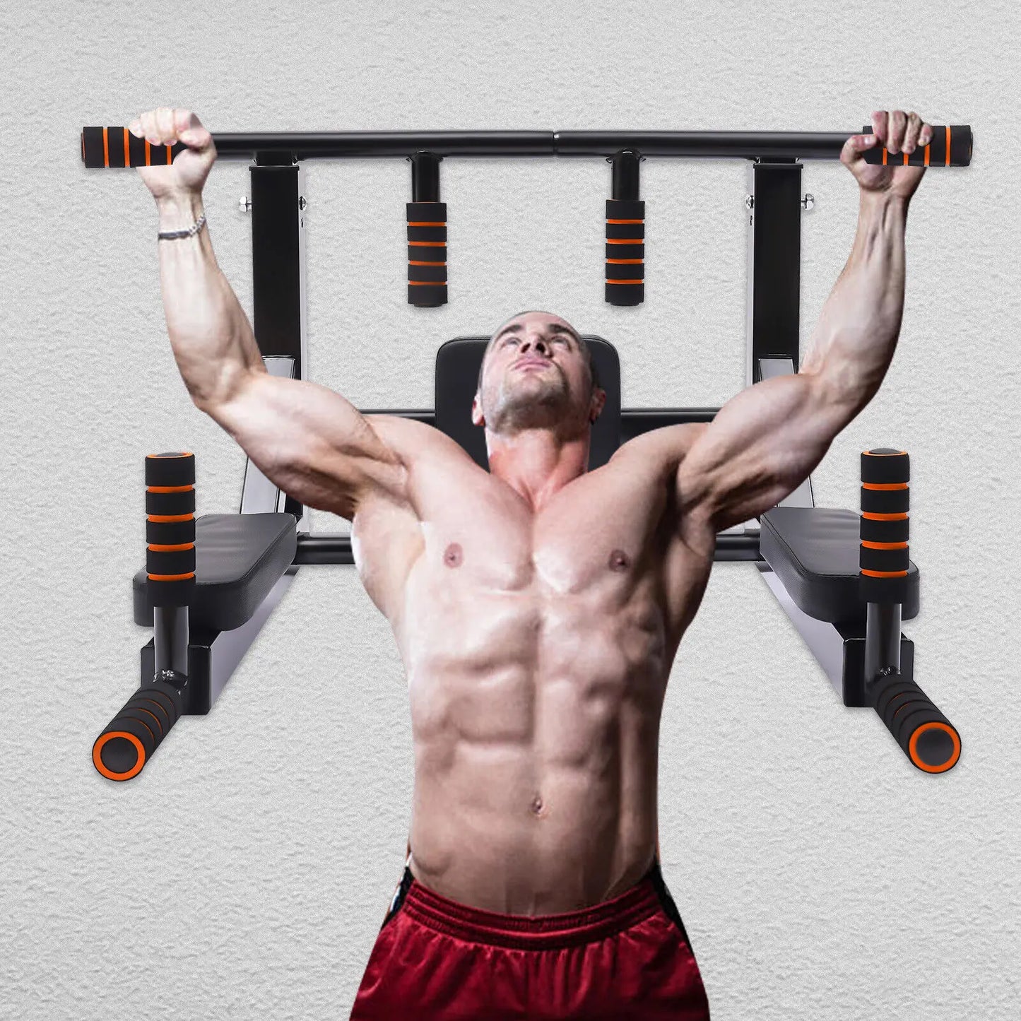 Pull Up Bar And Dip Station Wall Mount For Home Gym 200kg