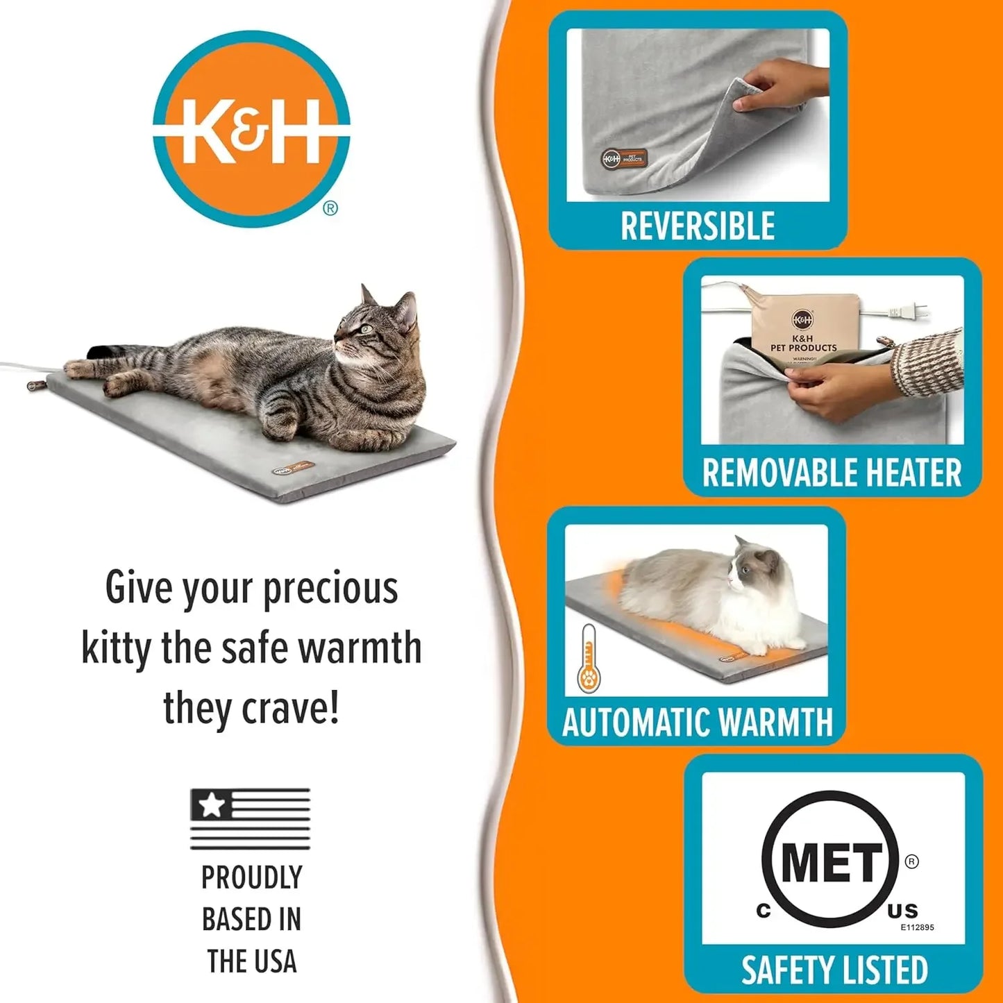 Heated Cat Bed Pad For Indoor Cats Thermostatic Control