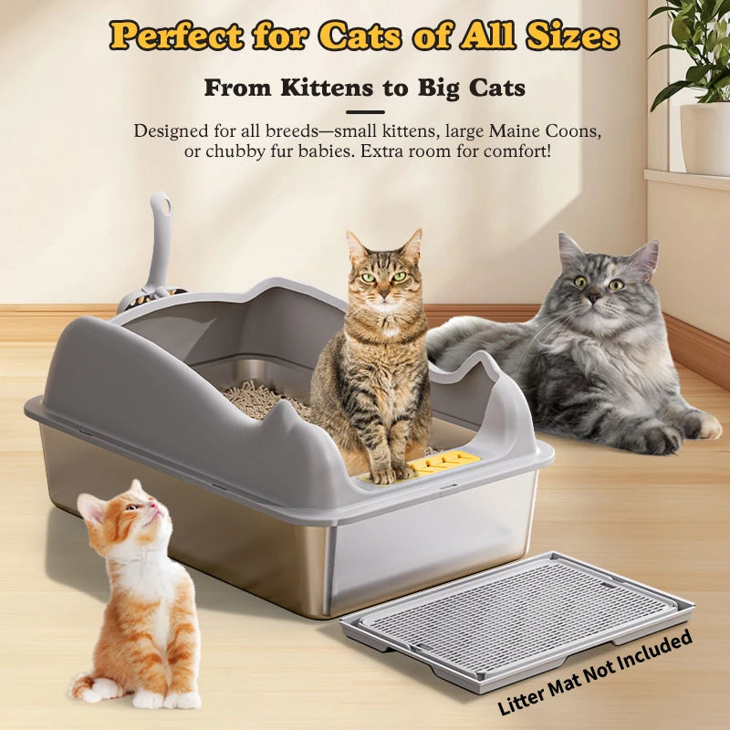 Stainless Steel Cat Litter Box With Lid For Big Cats