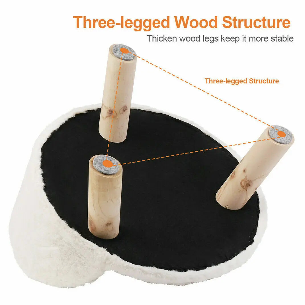 Soft Plush Cat Bed With Wooden Legs For Small Pets