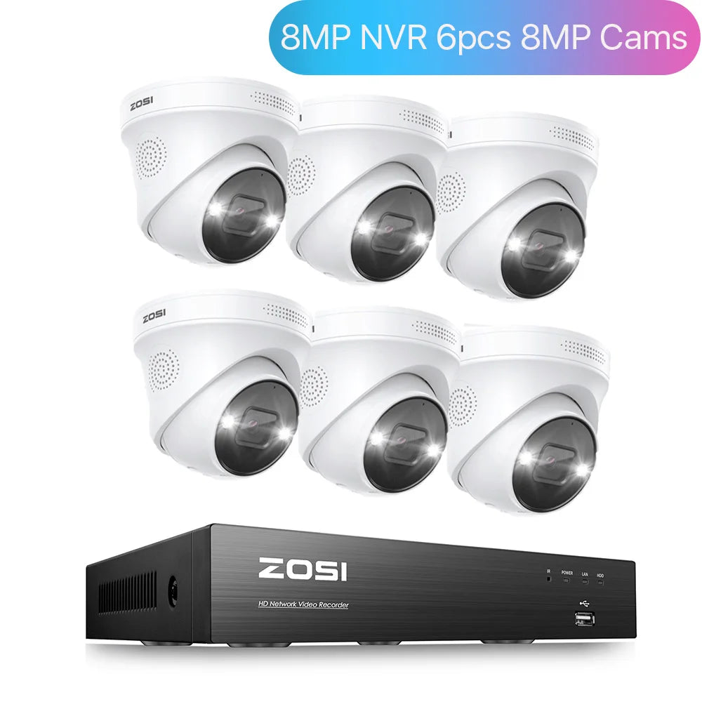 ZOSICTV Security System 4K POE NVR Kit With AI Detection