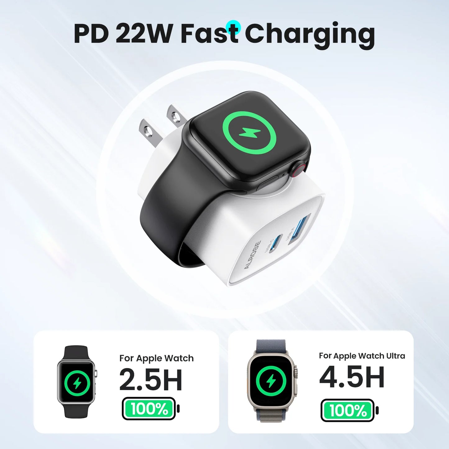 Topadre 3-In-1 USB-C Wall Charger For Apple Watch iPhone iPad