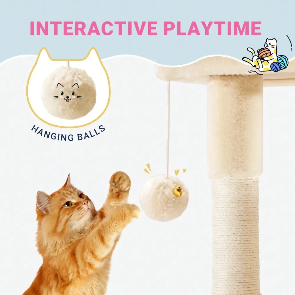 XMSJ Indoor Cat Tree Multilevel Tower With Sisal Posts Condo