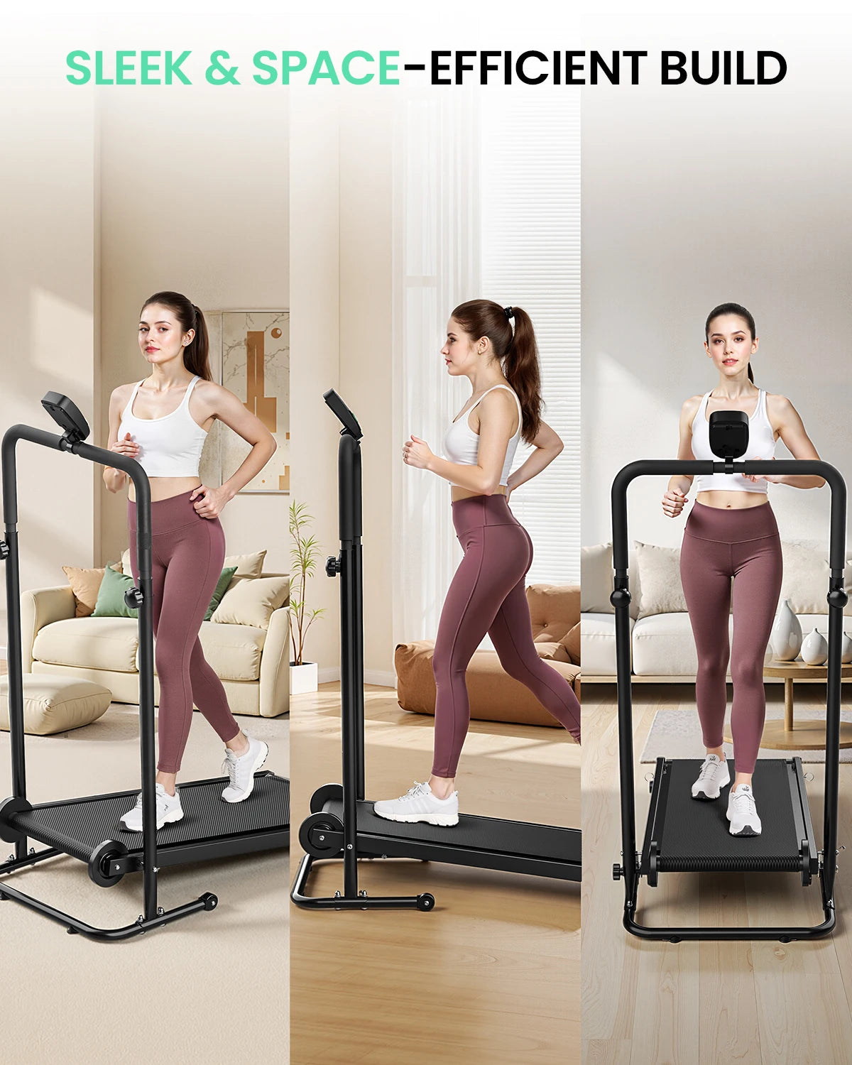 Motorless Treadmill With Dual Flywheels And LCD Monitor