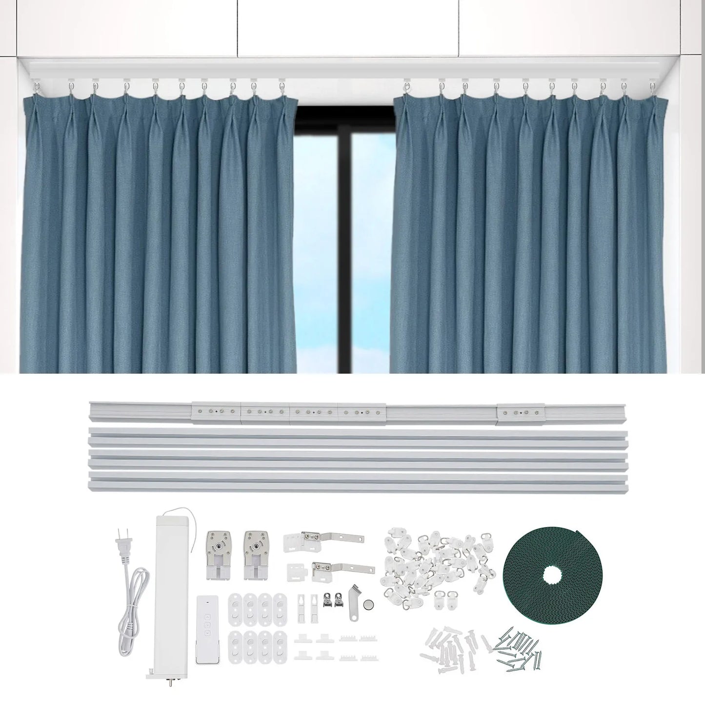 Smart Motorized Curtain Track 2.16-4.2m, WiFi Alexa Google Home App Control, Electric Silent Curtain Rail with Remote