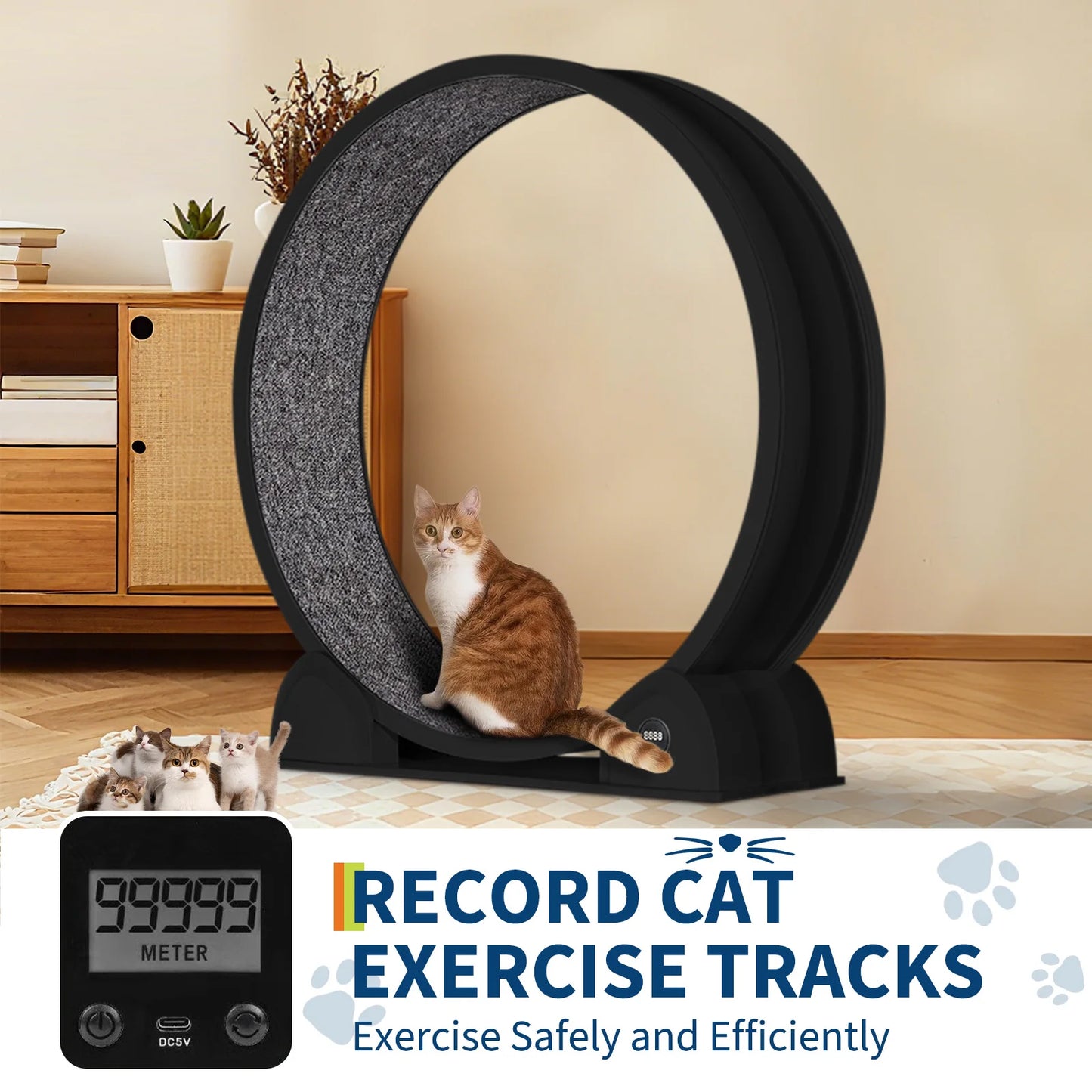 HiMISS Cat Exercise Wheel With Pedometer And Removable Mat