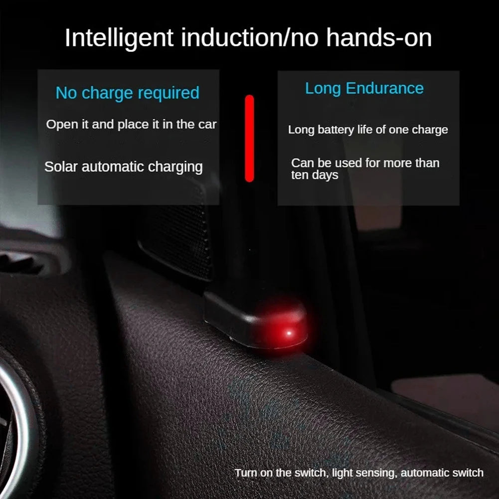 Solar Powered Car Fake Security Light Blue/Red Light Simulated Dummy Alarm Wireless Strobe Signal Alarm Anti-Theft Caution Lamp