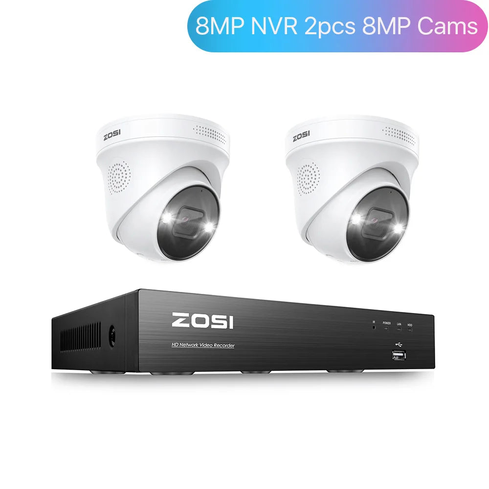 ZOSICTV Security System 4K POE NVR Kit With AI Detection
