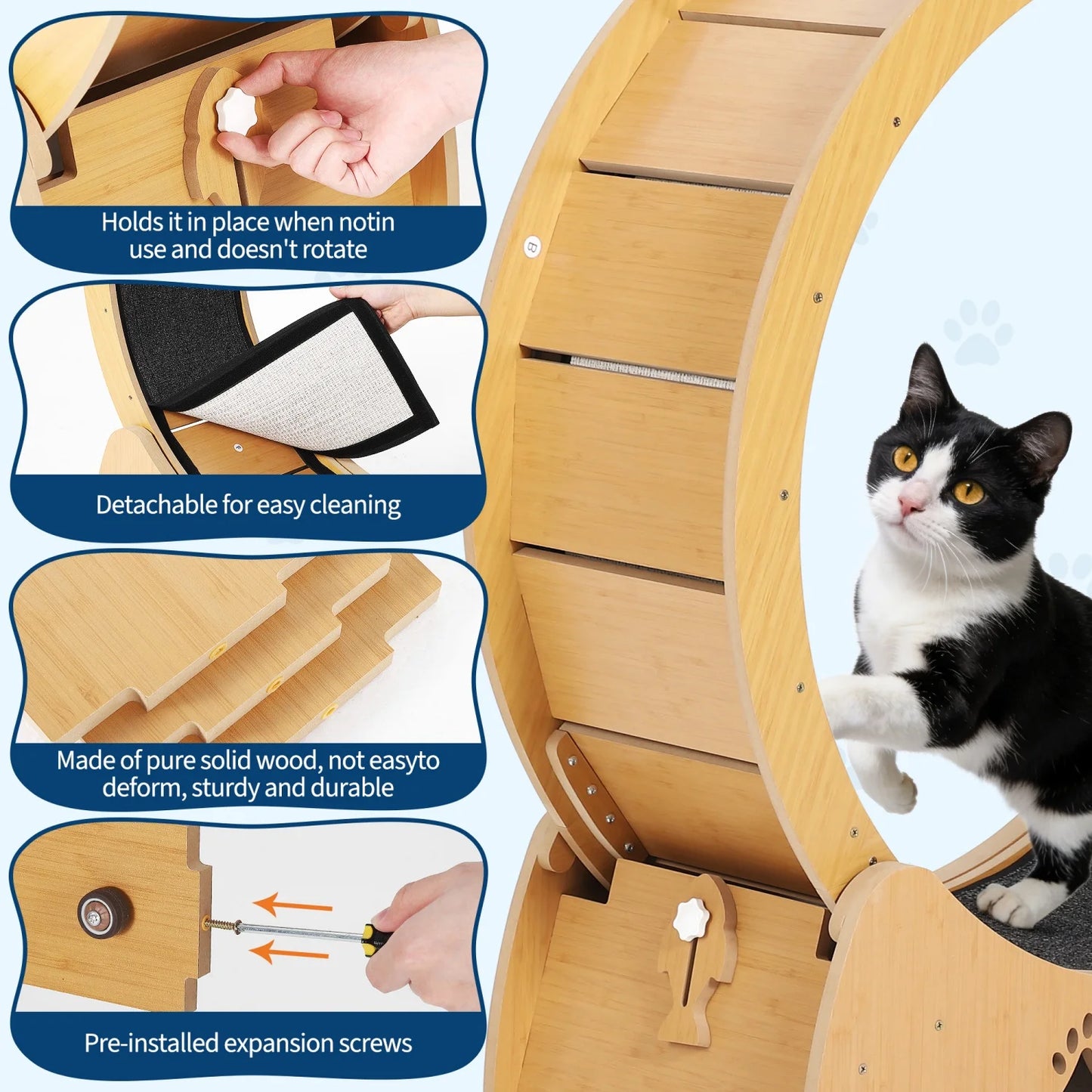 HiMISS CN Cat Exercise Wheel With Low Noise Runway