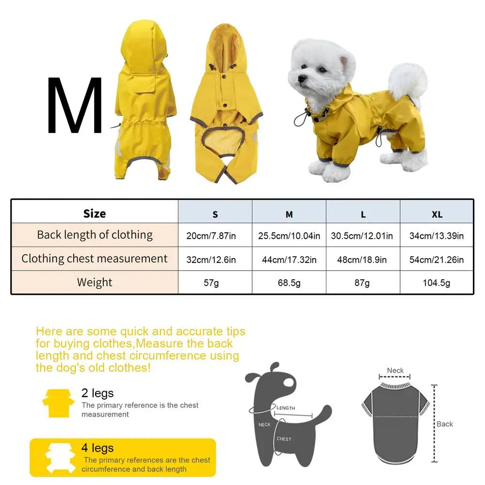 Waterproof Dog Raincoat High Visibility Adjustable Jacket for Pets