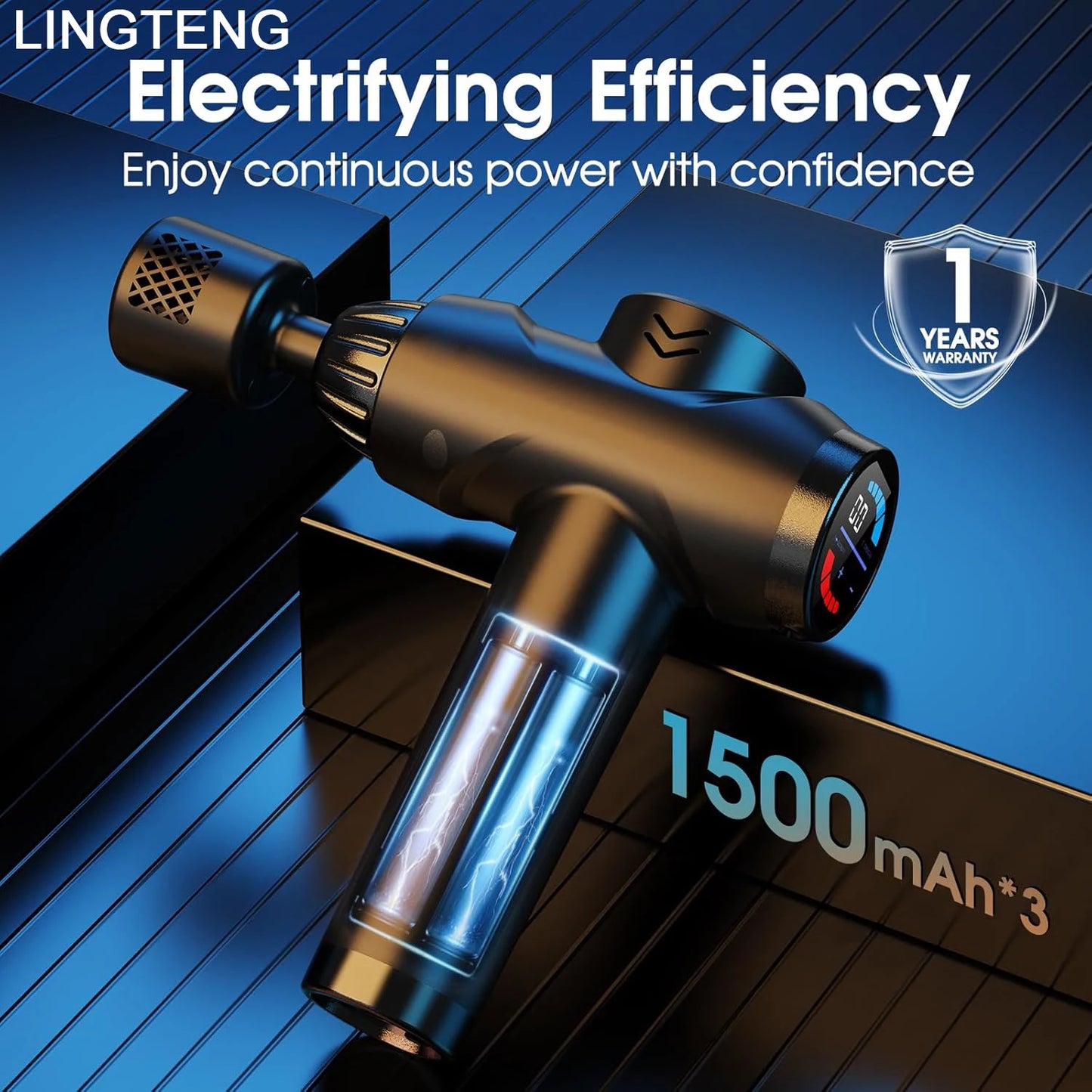 LINGTENG EM9 Massage Gun Back Neck 7 Heads Hot Cold