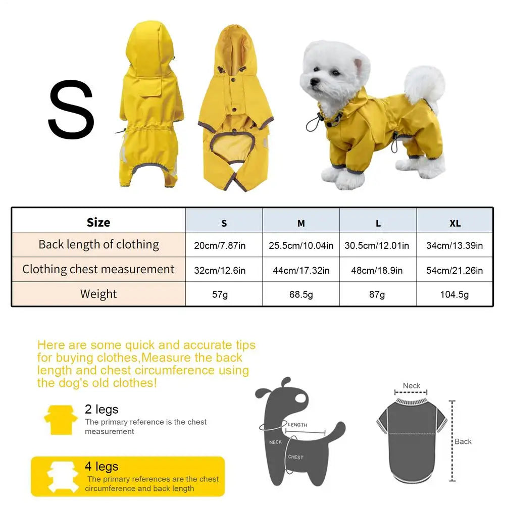 Waterproof Dog Raincoat High Visibility Adjustable Jacket for Pets