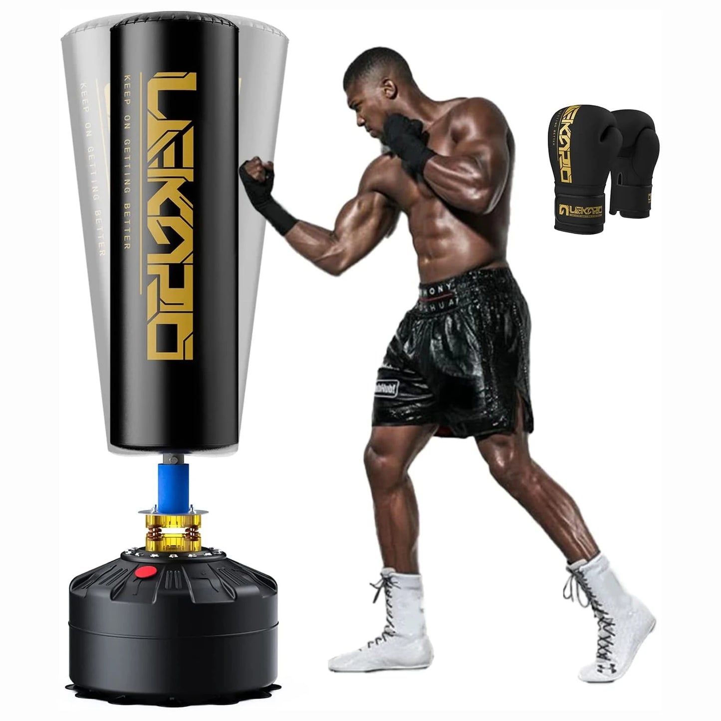 LEKARO Standing Boxing Post With Gloves And Sandbag