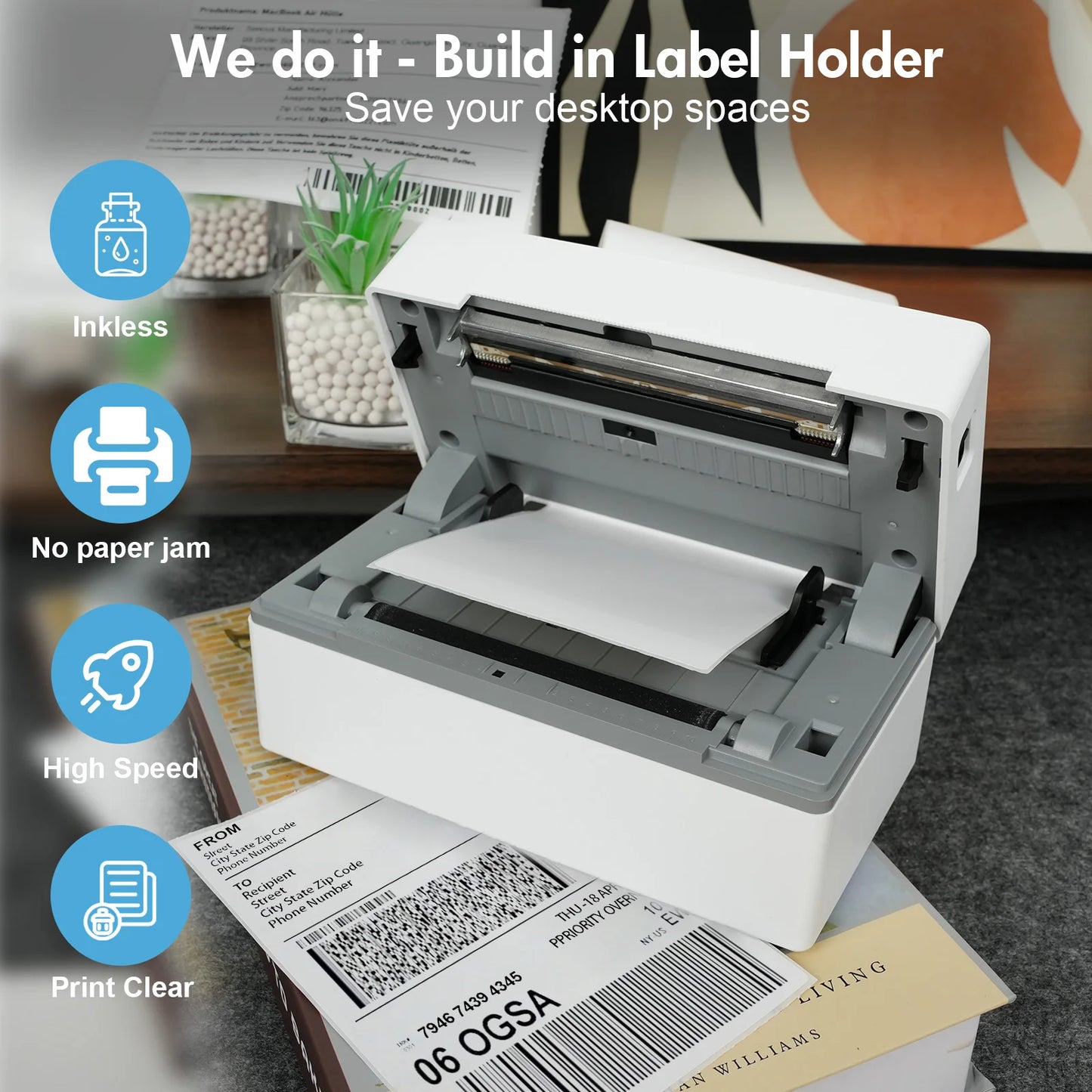 TakeYou Thermal Label Printer Portable No Ink Required 203DPI Bluetooth USB