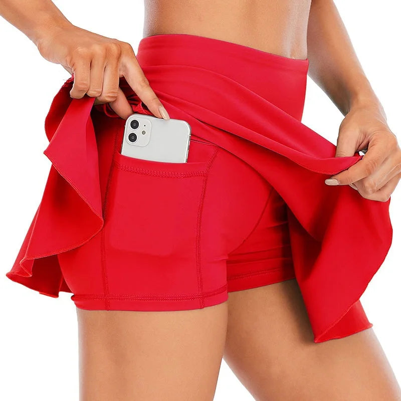 Pocket Tennis Skirt Skort Women High Waist Activewear