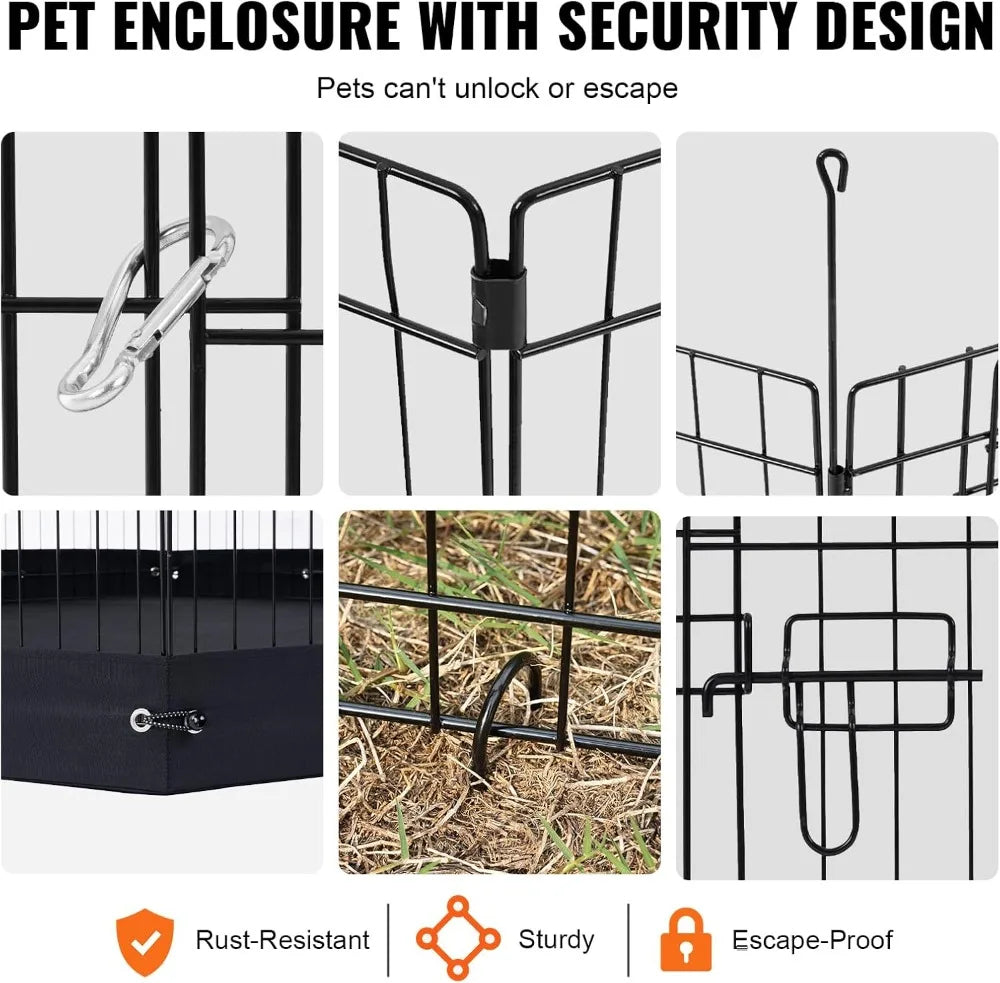 Dog Playpen Four Panels Foldable Metal Exercise Pen