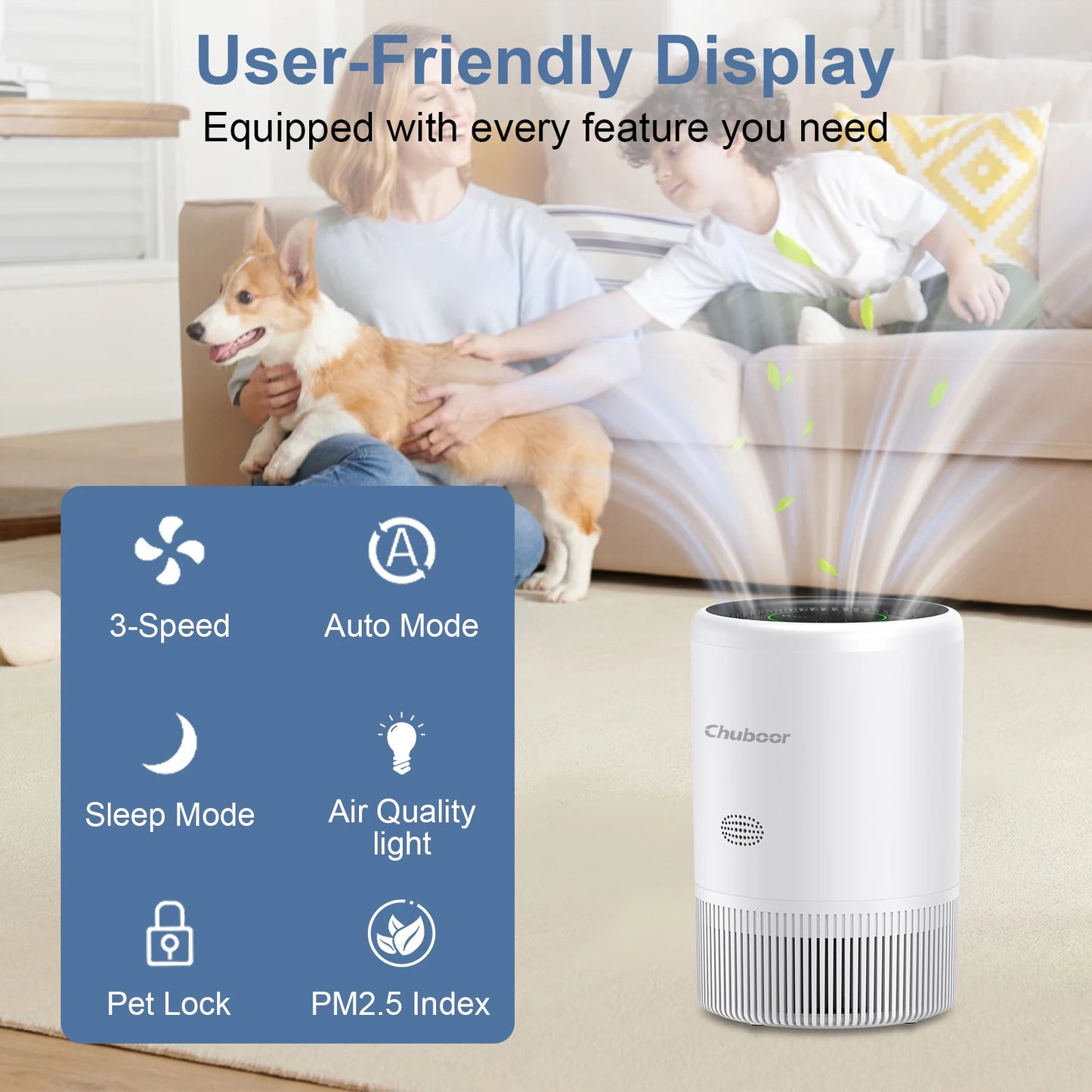 Chuboor Smart Air Purifier With App Control And PM2.5 Monitor