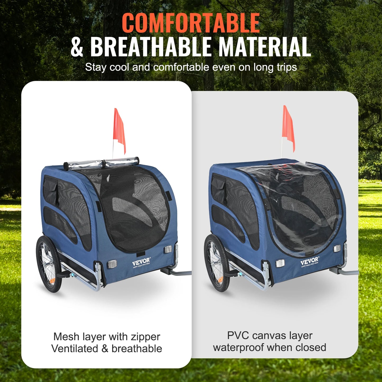 Dog Bike Trailer Carrier Collapsible With Reflectors