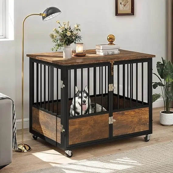 DAFIFY Dog Crate Furniture With Wheels End Table Kennel