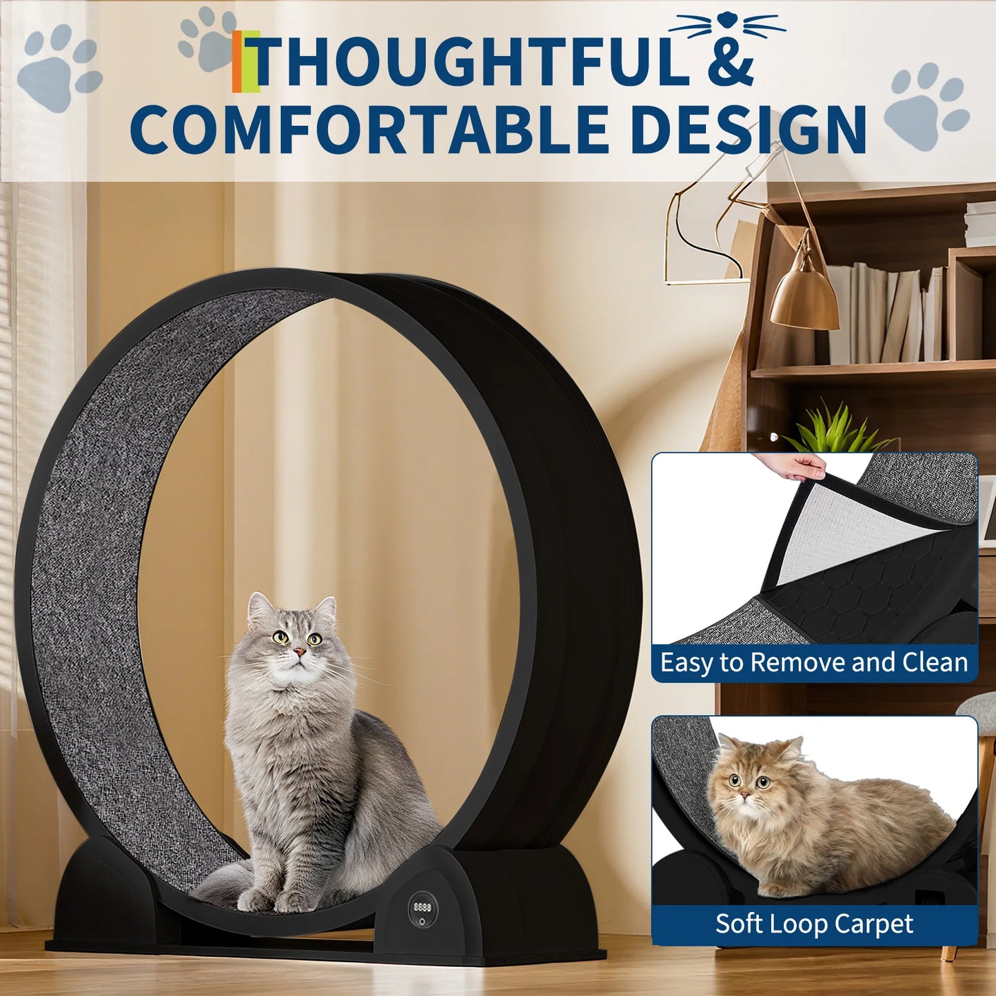 HiMISS Cat Exercise Wheel With Pedometer And Removable Mat