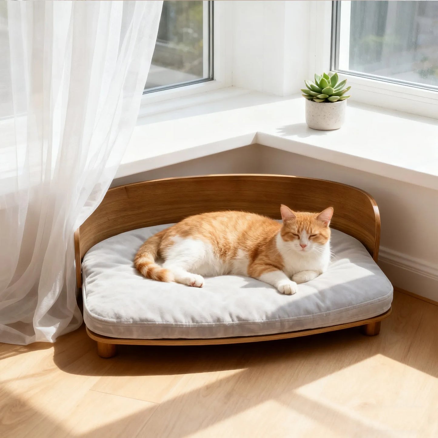 Unique Elevated Pet Sofa Wood Small Dog Couch Bed with Cushion for Puppy Kitty