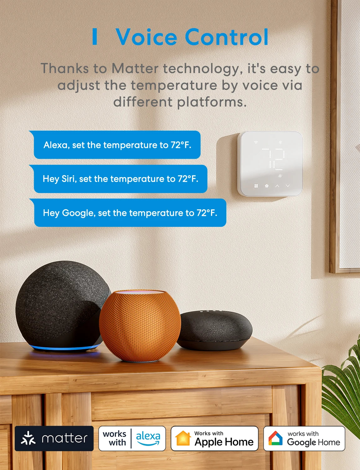 Meross Matter Smart Thermostat for US Wi-Fi, Works With Alexa