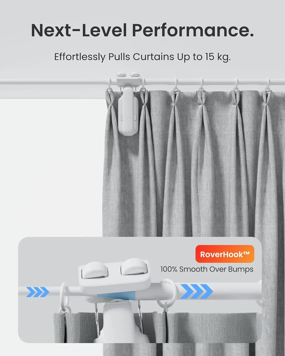 Smart Curtain Opener Three Rod Bluetooth Remote Control Wifi Smartphone Control High Performance Hub Compatible Voice Assistants