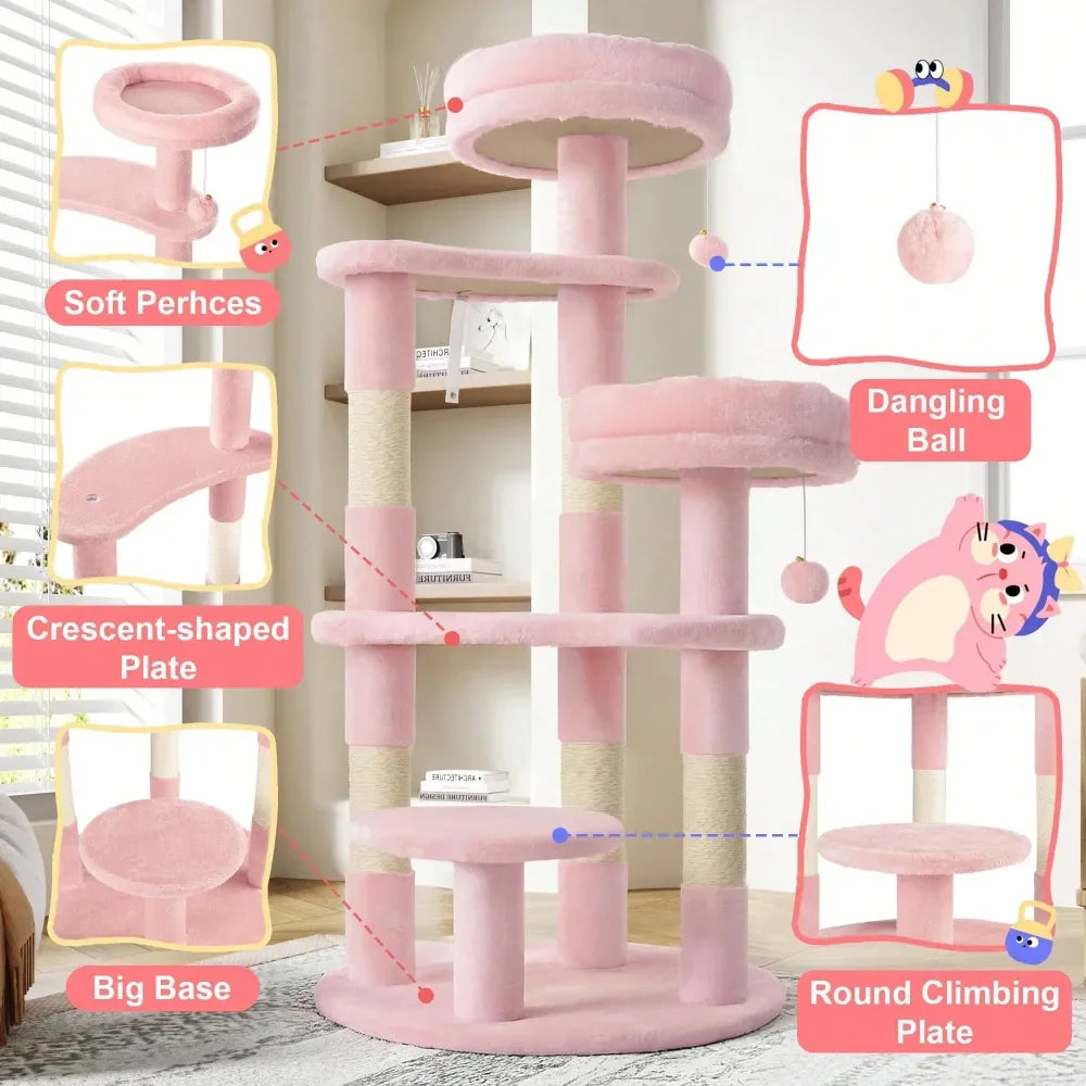 XMSJ Indoor Cat Tree With Plush Perches And Sisal Posts