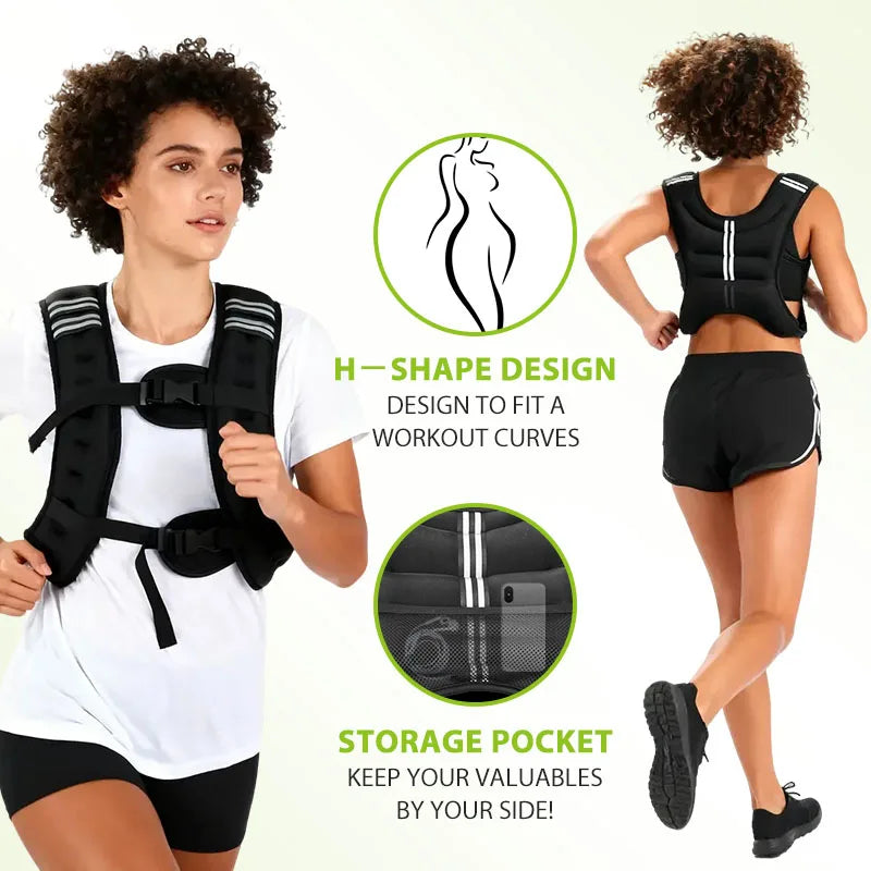 Weight Vest With Reflective Stripe Pocket For Fitness Training