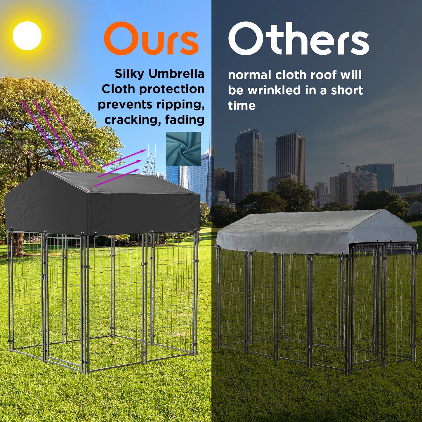Outdoor Dog Kennel With Waterproof Cover And Welded Wire Frame