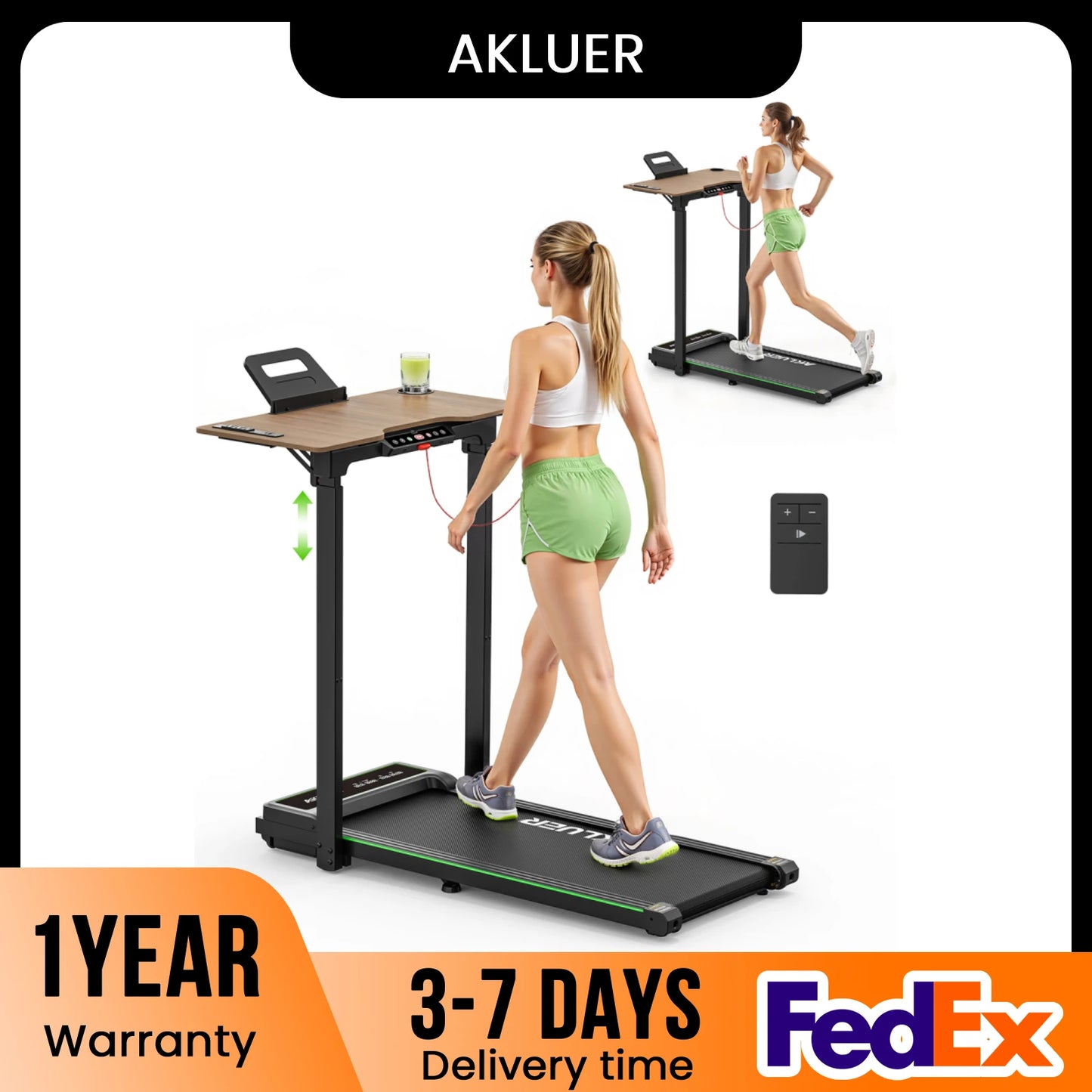 AKLUER Walking Pad Treadmill Compact Foldable Home Office