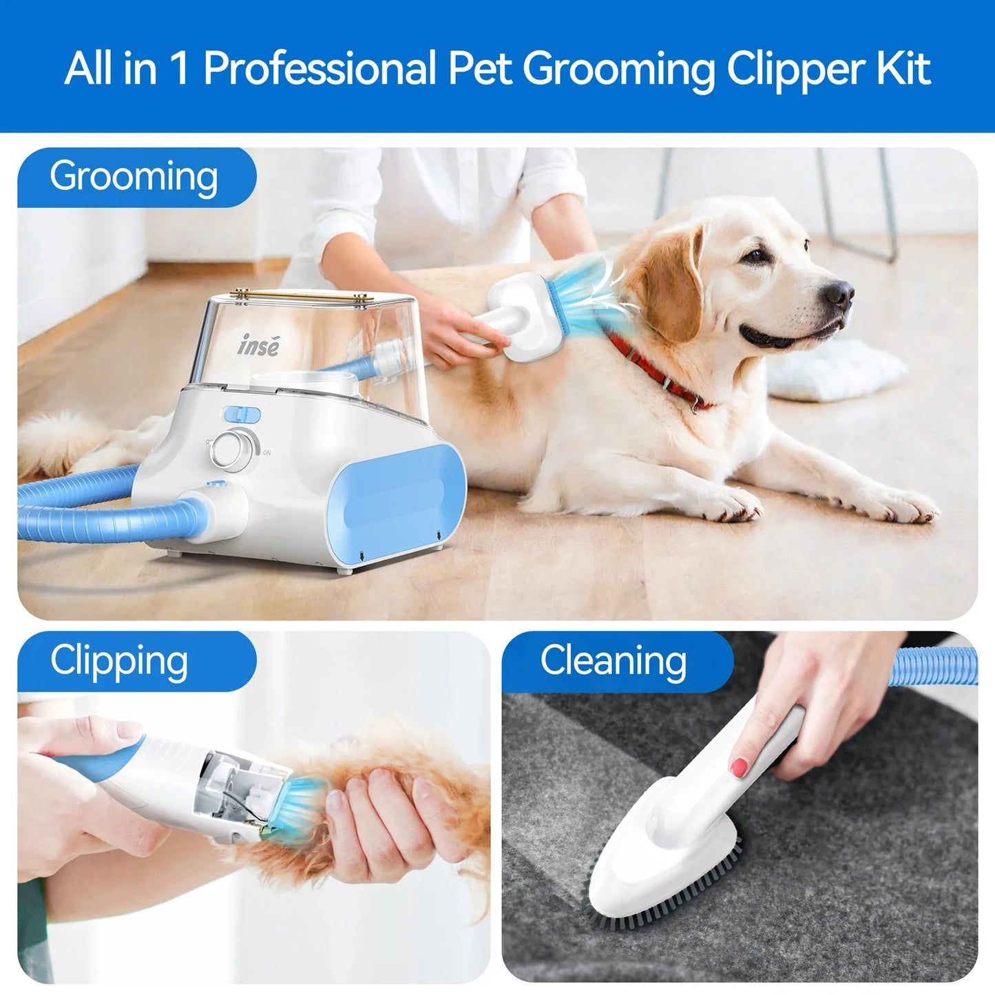 INSE P30 Ultra Quiet Dog Grooming Vacuum For Pet Hair