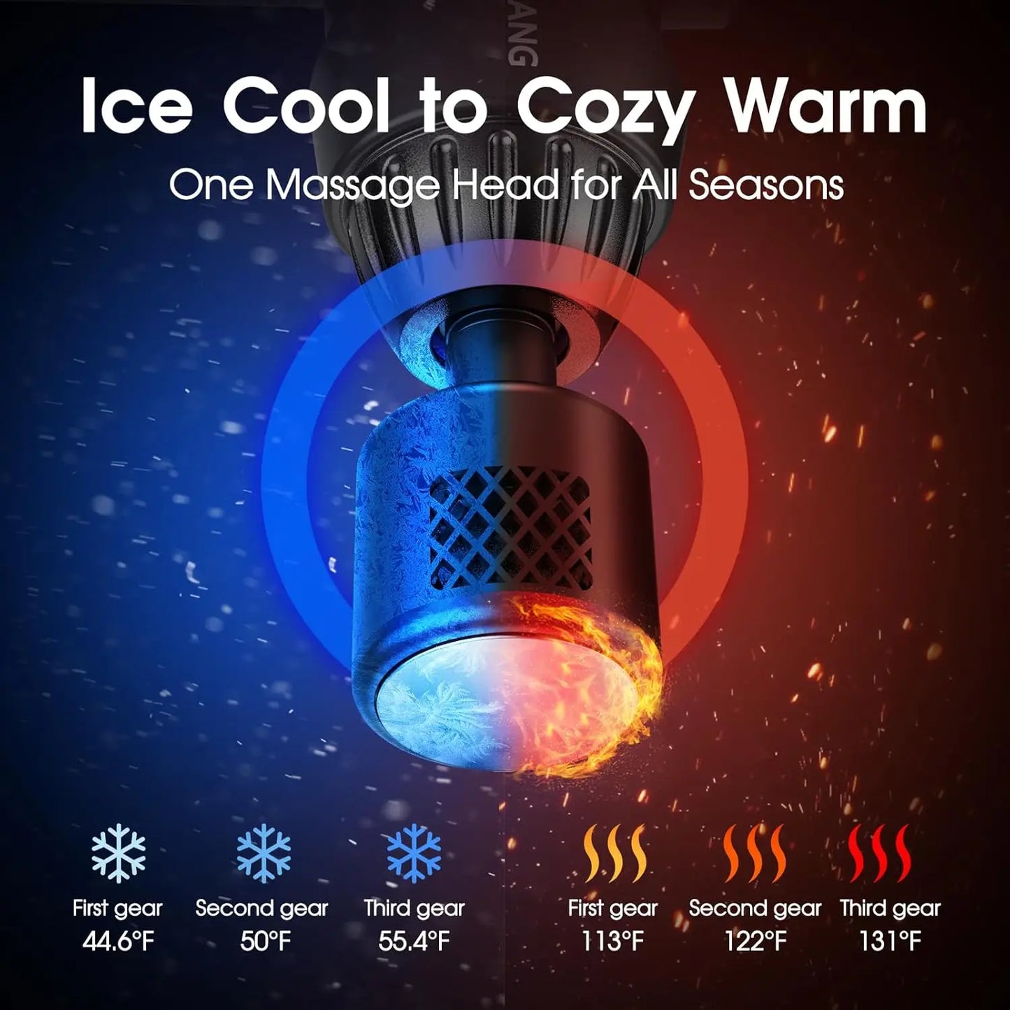 LINGTENG EM9 Massage Gun Back Neck 7 Heads Hot Cold