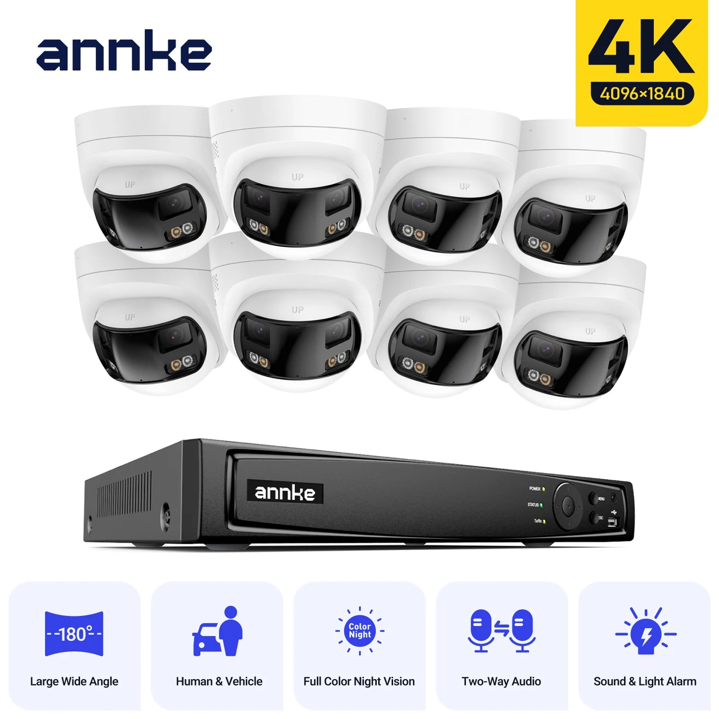 ANNKE 4K Security Camera System With 180 Panoramic Dual Lens NVR