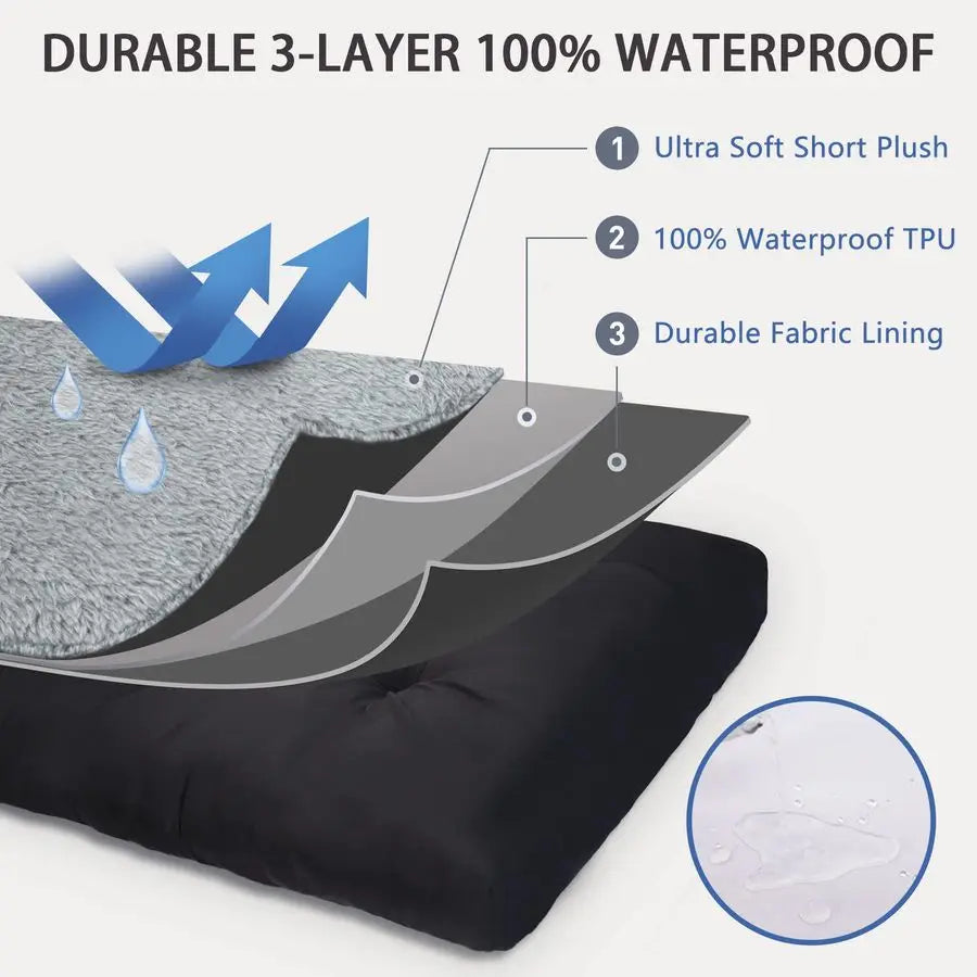 Waterproof Deluxe Plush Dog Crate Bed With Anti Slip Bottom
