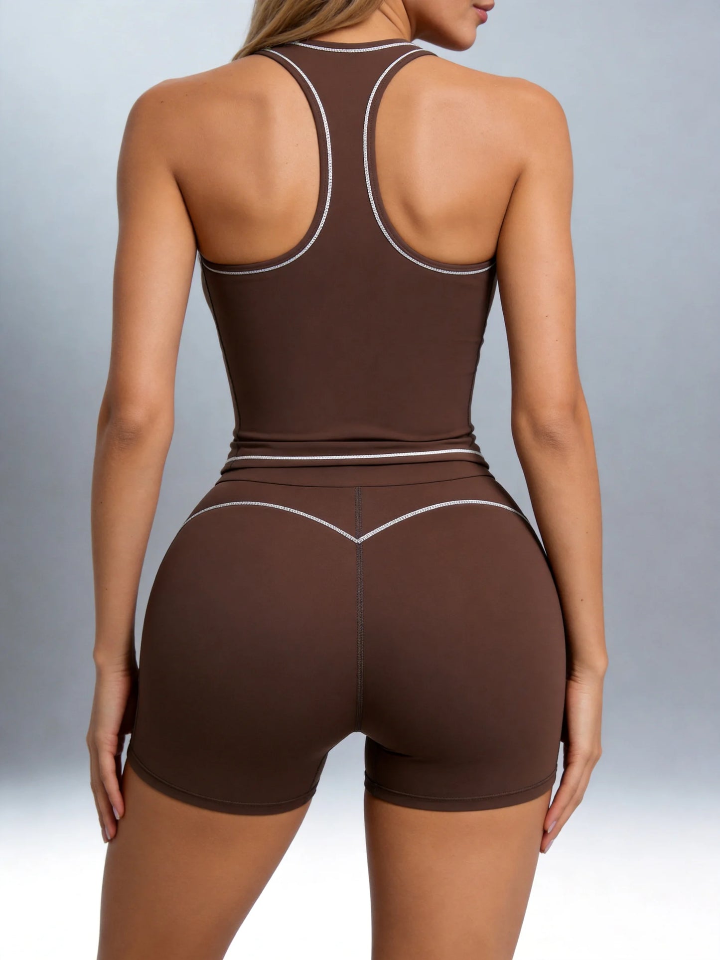 Airila 2-Piece Yoga Set, Racing Vest Yoga Shorts, Outdoor Sports Shorts, Removable Pads, 4-Way Stretch Fitness Shorts
