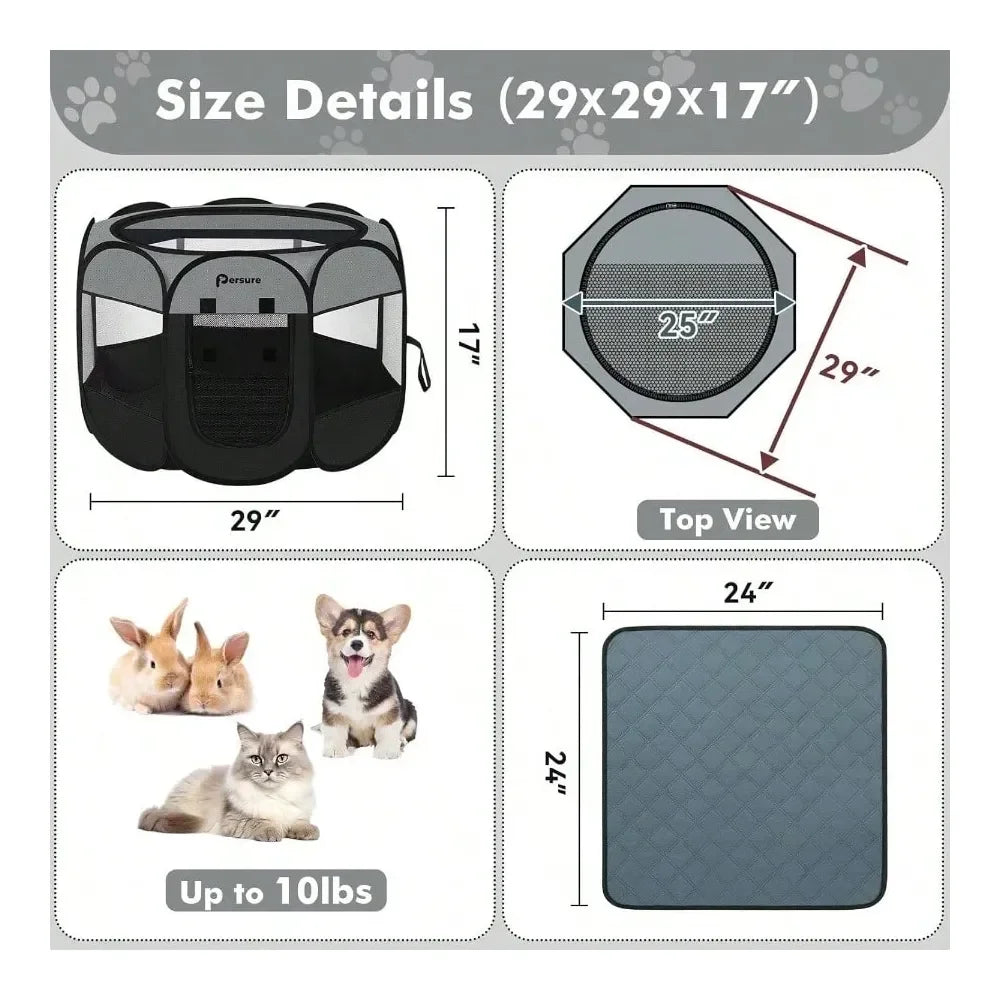 XMSJ Playpen Indoor Outdoor Puppy Enclosure Travel Crate