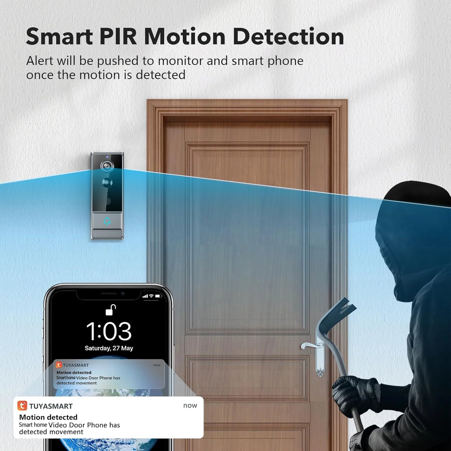 Smart Video Doorbell With PIR Motion Sensor And Night Vision