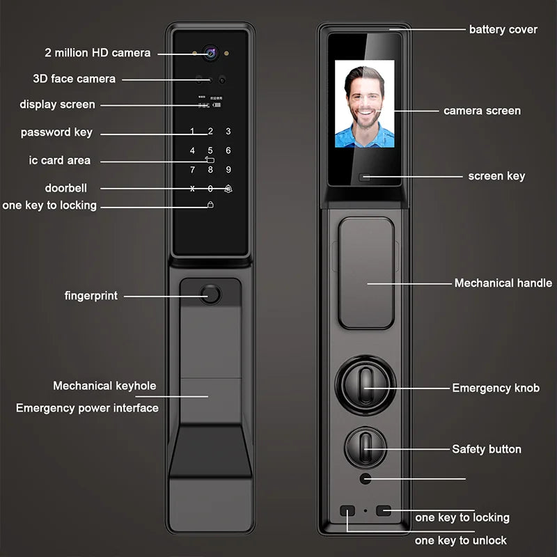 YKESDL Waterproof Outdoor Smart Lock With Camera AluminiumAlloy WiFi Alexa