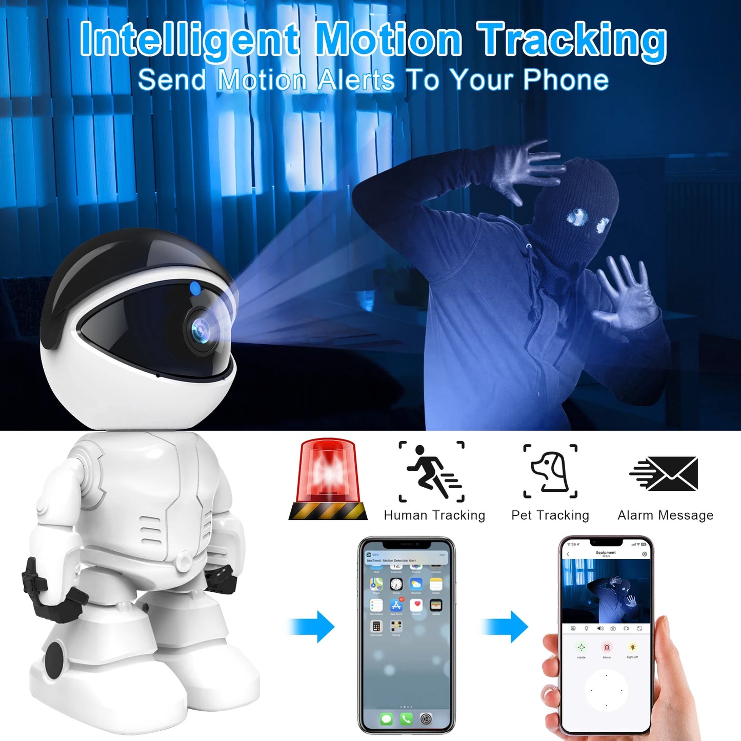NOAHTEC Robot Camera WiFi 3MP Indoor Security With Night Vision
