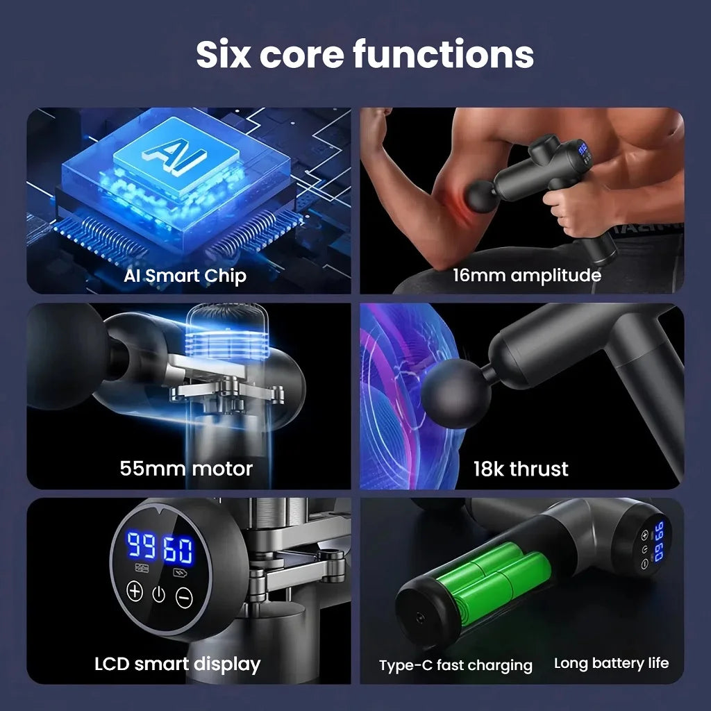High Power Deep Tissue Massage Gun With 8 Attachments