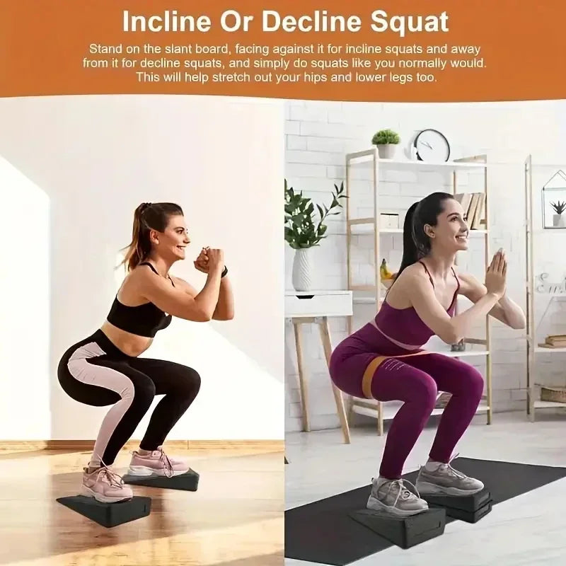 Yoga Wedge Stretch Slant Boards With Adjustable Bricks