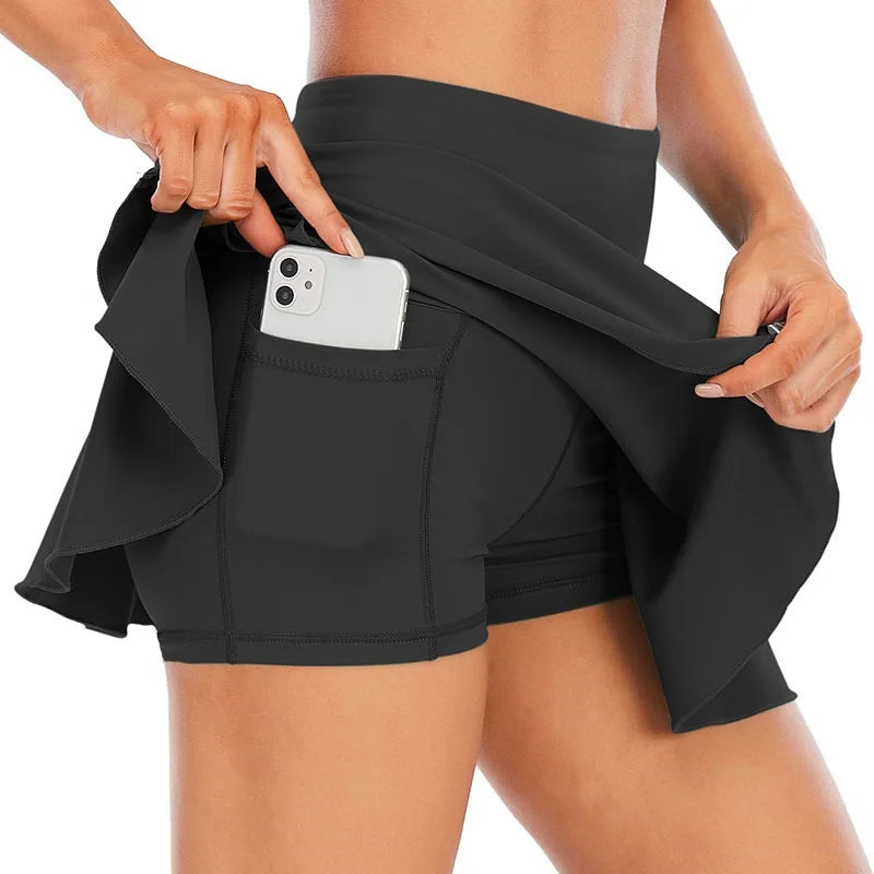 Pocket Tennis Skirt Skort Women High Waist Activewear